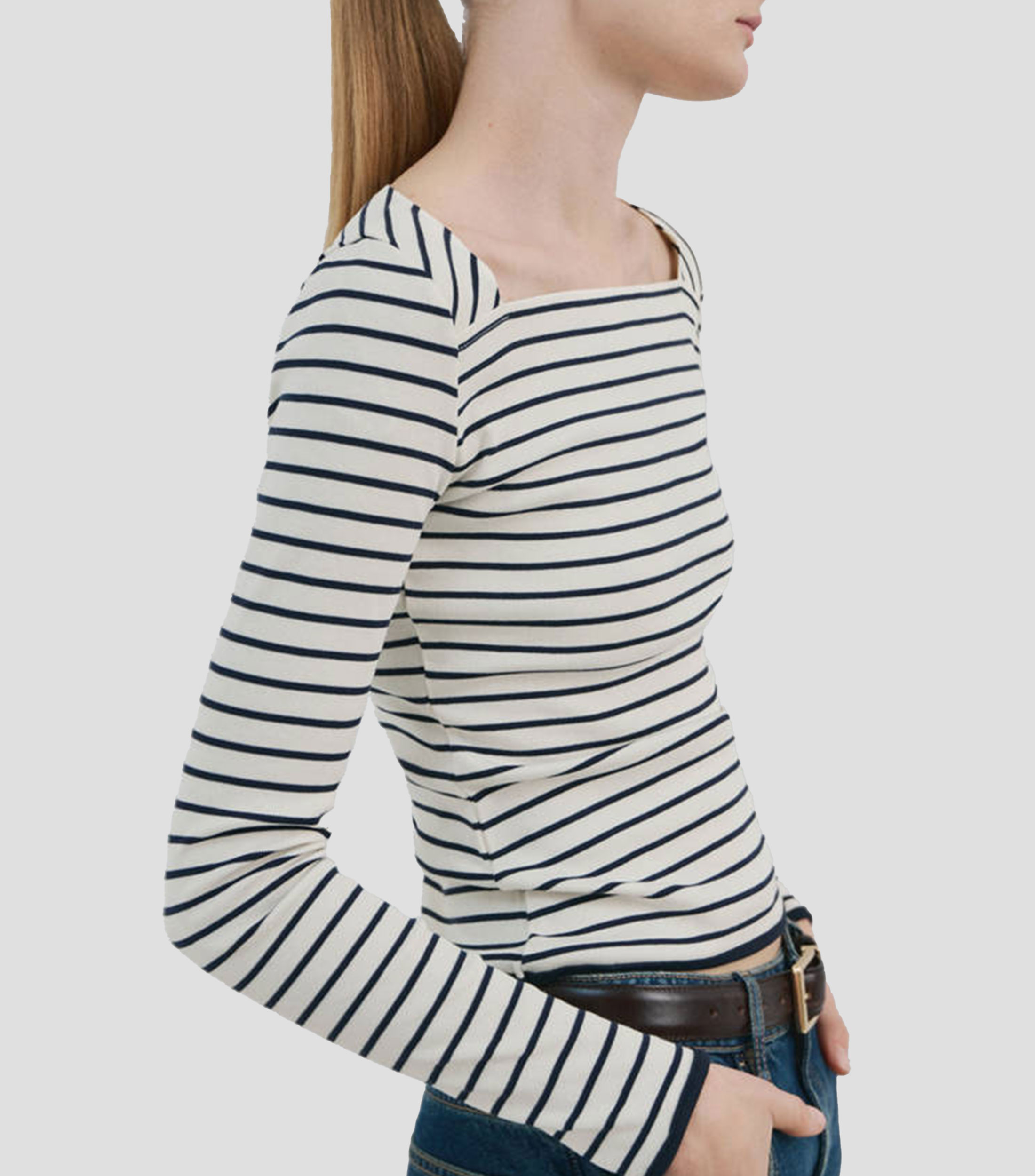 Playera manga larga rayas Mujer